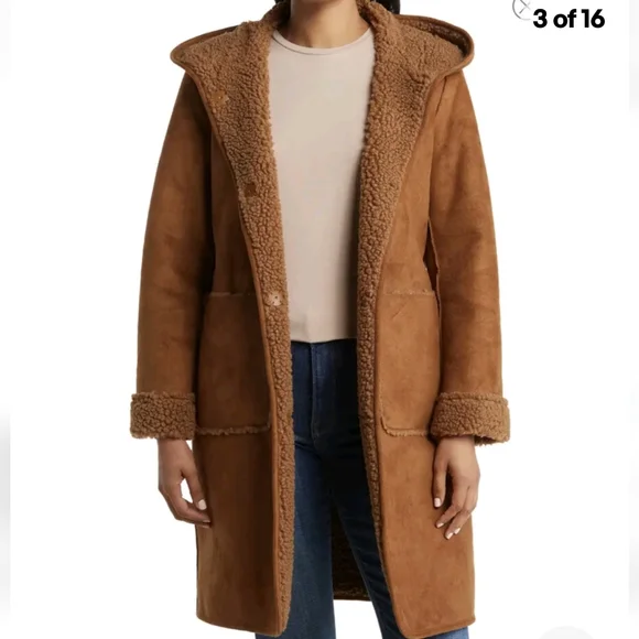 Michael Kors Hooded Faux Suede/Faux Fur Jacket (Cappuccino Brown) - Picture 4 of 7